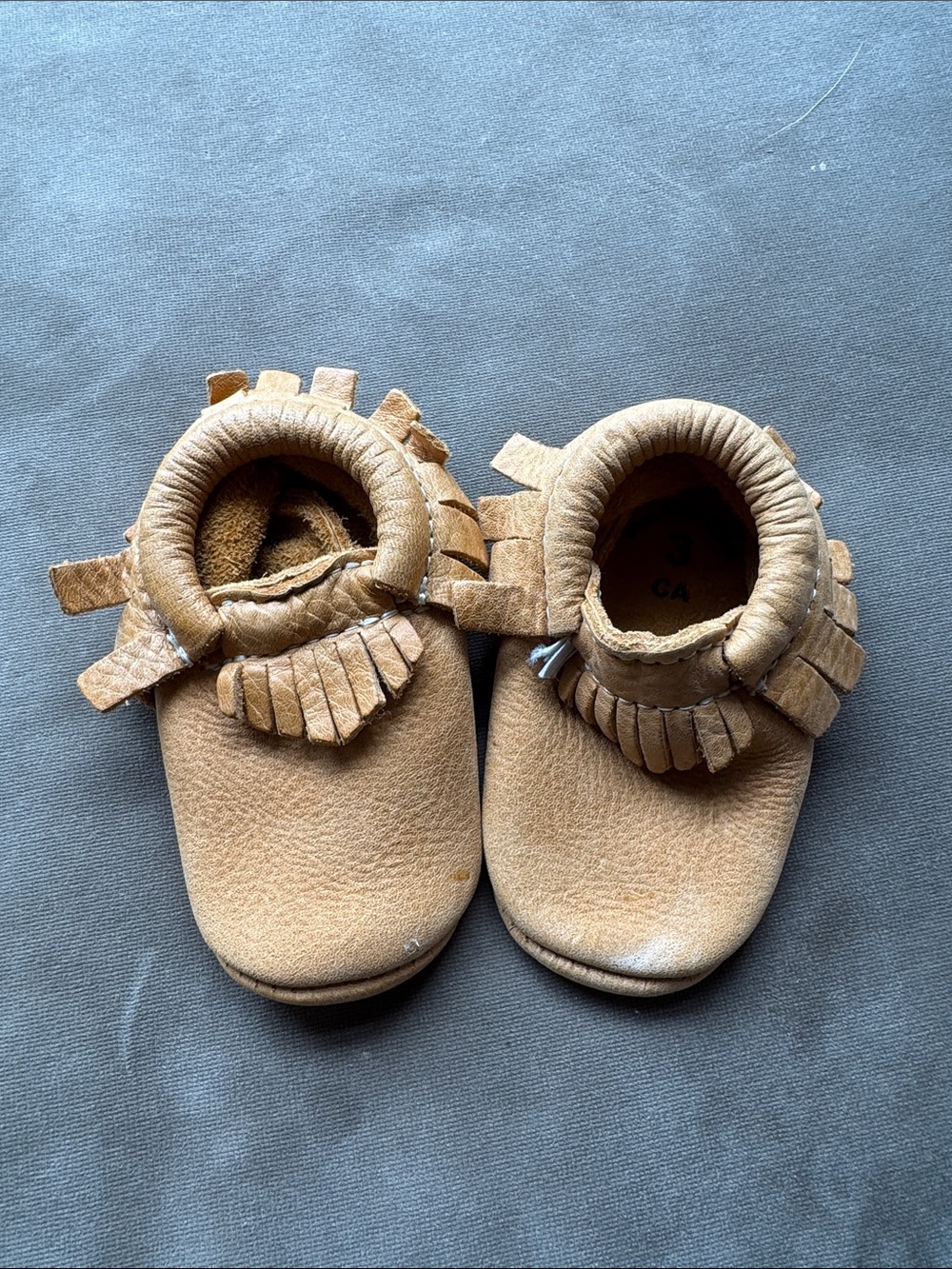 Freshly Picked Tan Leather Fringe Moccasins - Kids
